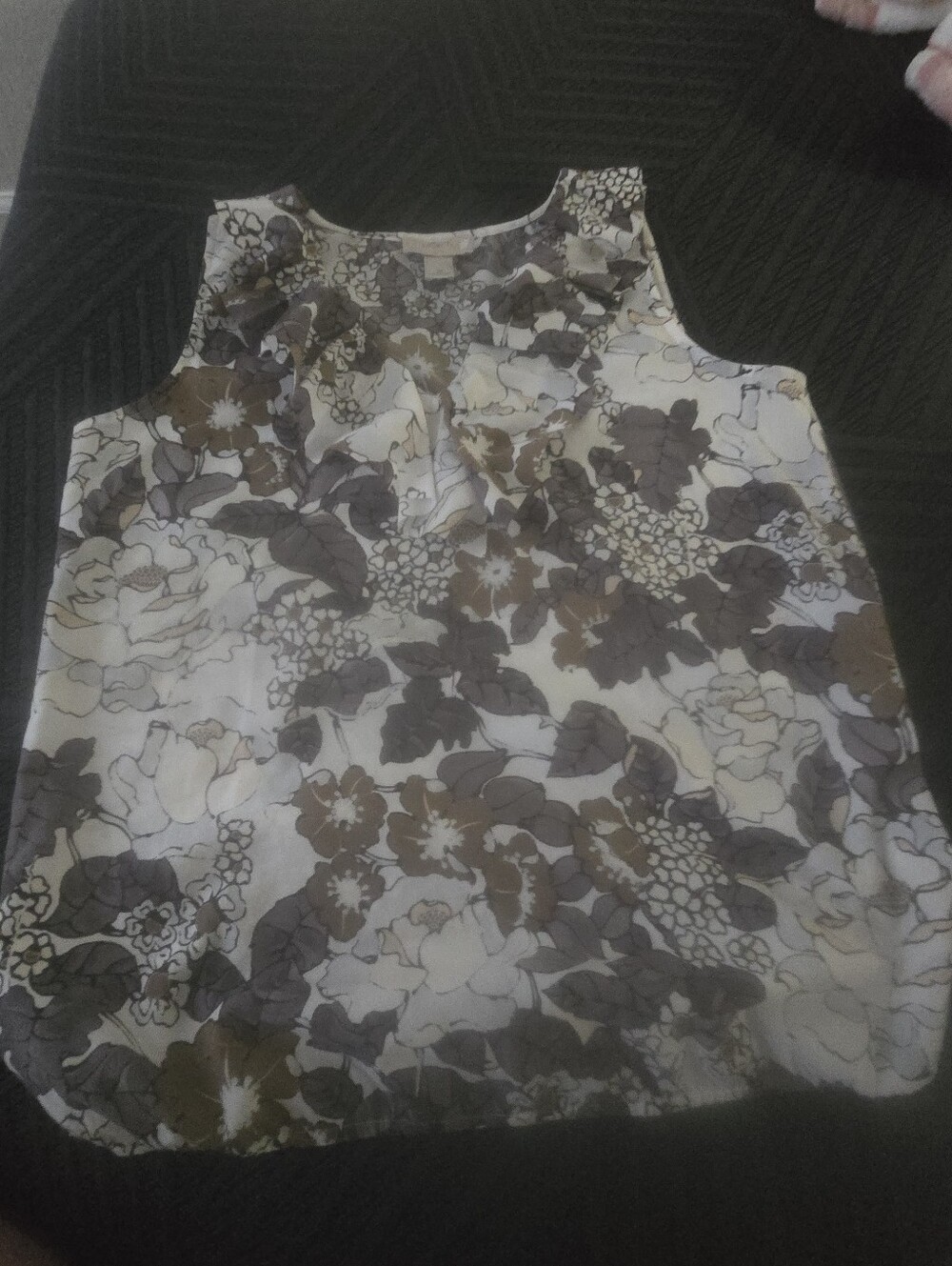 LOFT Floral Sleeveless Camisole in Cream, Brown, and Gray